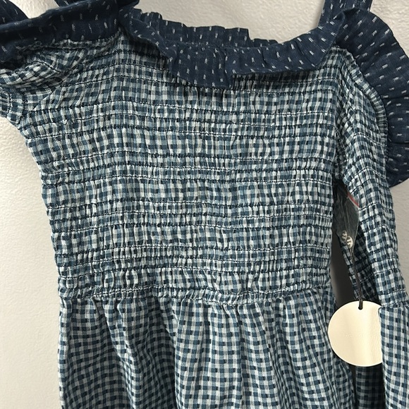 Tularosa Nicki Dress in Sea Off Shoulder Cotton Cottage look dress size small - Picture 7 of 12